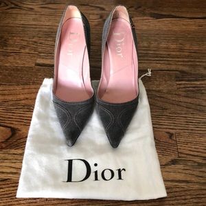Dior Grey w/ Pink Stitching Pumps